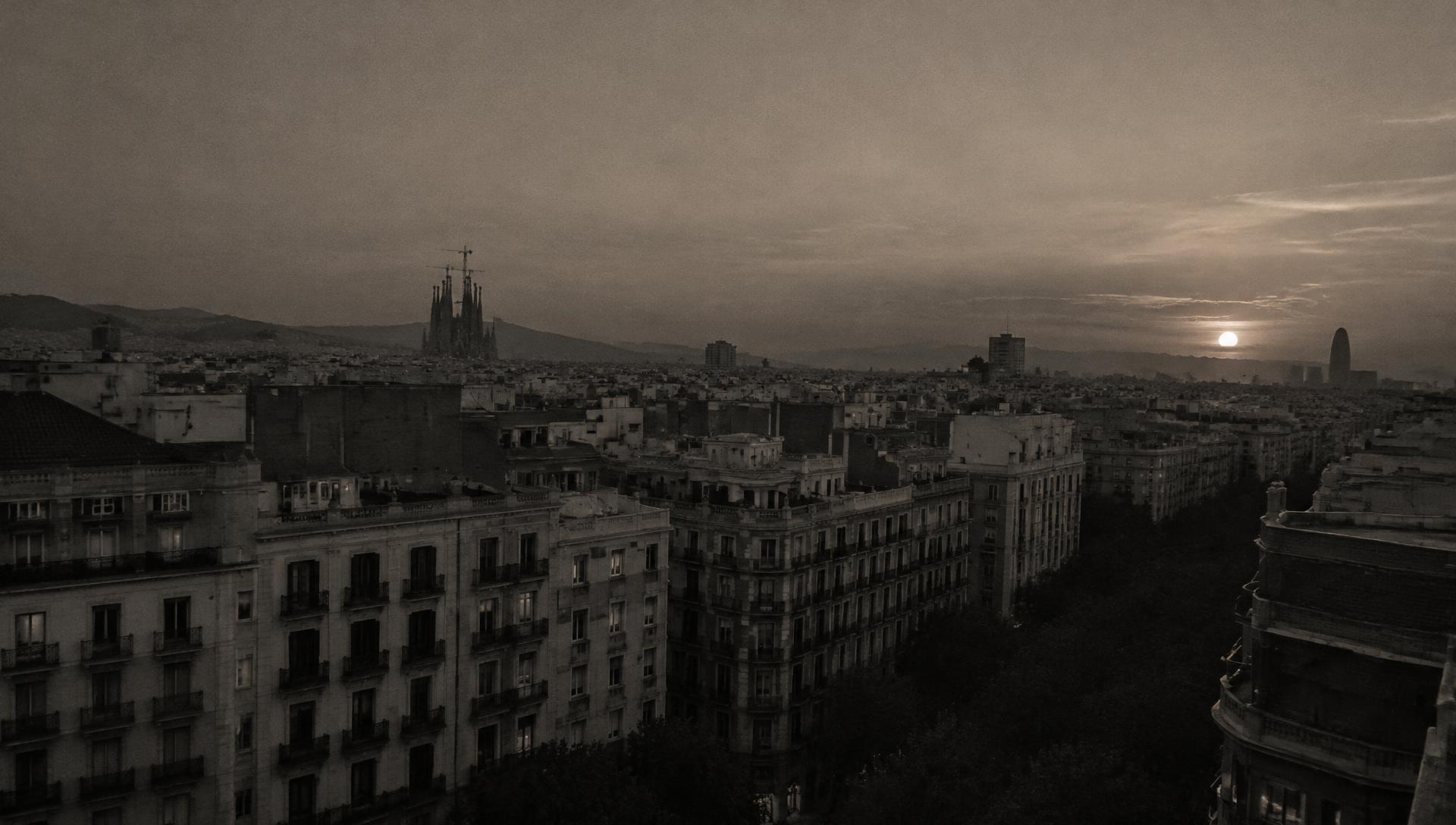Barcelona rooftops at dusk